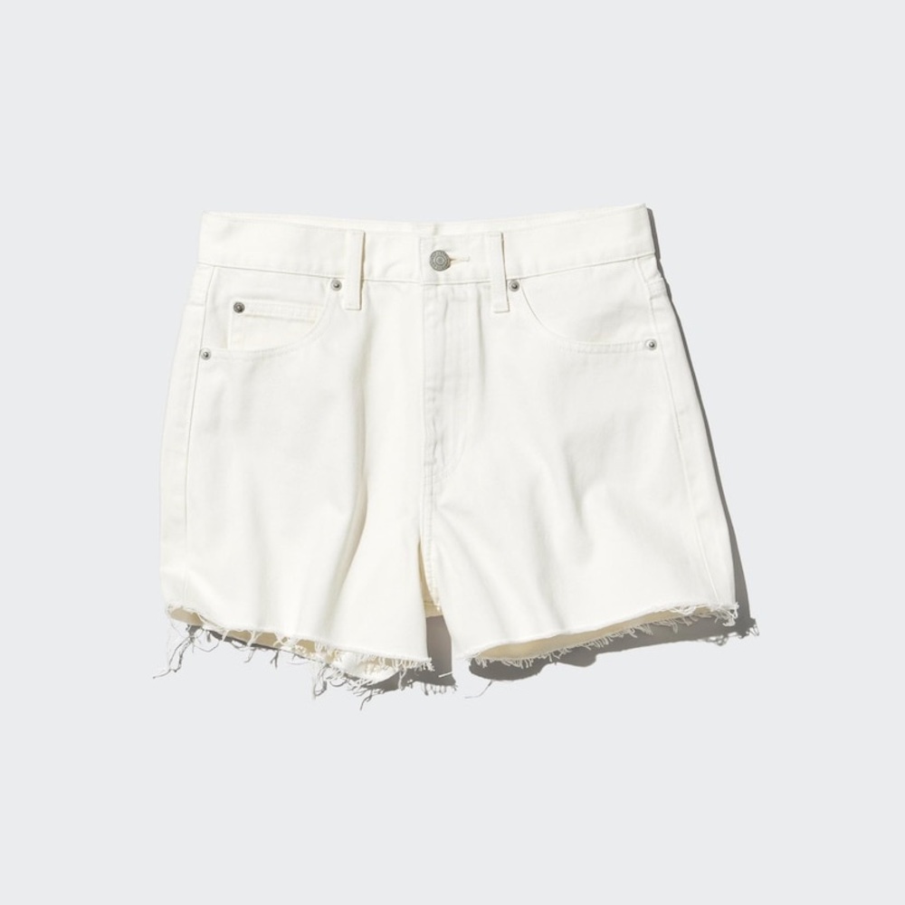 Women's High Rise Denim Shorts (Frayed Hem)